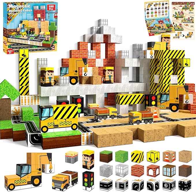 Magnetic Building Tiles Set 100Pcs - 100 pièces blocs magnétiques, blocs de