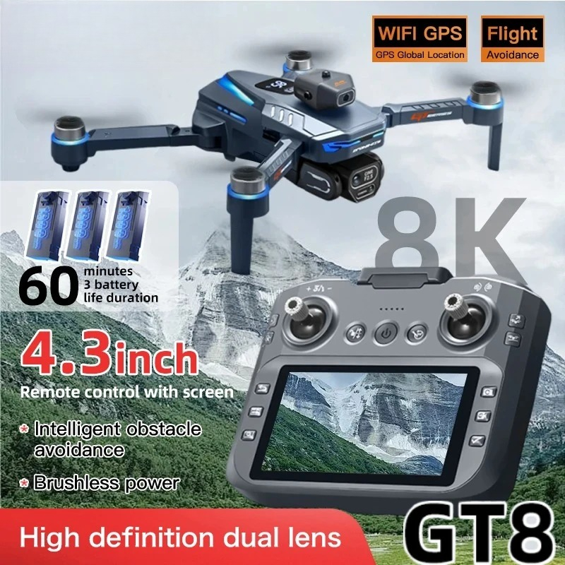 Fpv Brushless Rc Drone 4K - Drone GT8 original 8K professionnel avec