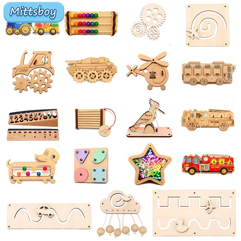 Montessori Wooden Busy Board Toddler - Planche occupée Montessori, porte de chariot